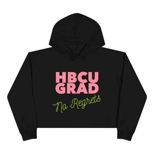 HBCU GRAD 'No Regrets' Crop Hoodie | Pink & Green